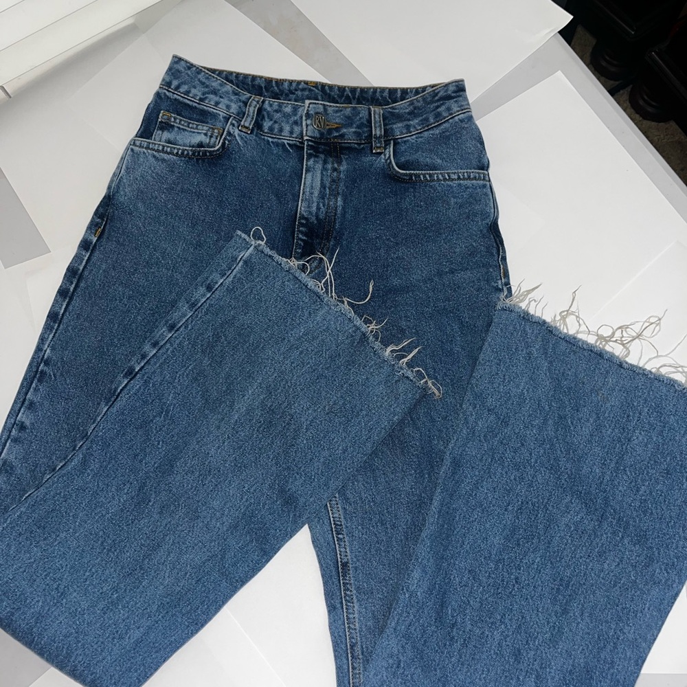 Blue Flare Wide Leg Jeans